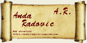 Anda Radović vizit kartica